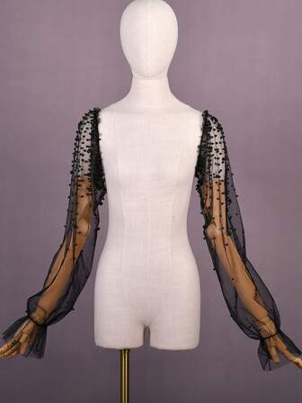 1쌍 반짝이는 인조 진주로 장식된 긴 팔 소매, 팔 커버에 적합, 신부 가운, 공식 파티 및 기타 행사에 이상적