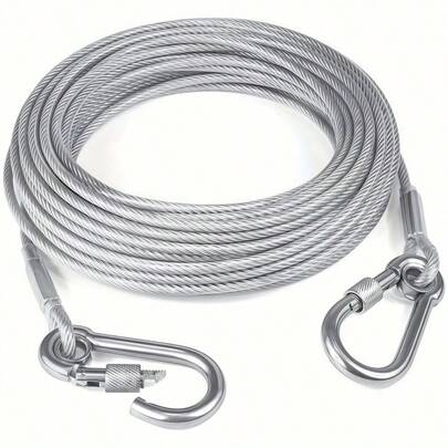 1 pièce Corde en acier inoxydable polyvalente de 3 mm, corde à linge anti-rouille, corde de remorquage pour chiens petits/moyens/grands, laisse pour animaux de compagnie