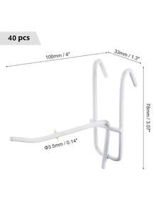 20/40pcs 4inch Grid Wall Hooks, Metal Pegboard Panels Hooks, Display Hook, Shelving Wall Hooks, Pegboard Pegs Board Tool, Space-Saving Tool Organizers For Home & Office Decoration, Jewelry Display Hooks, Black, White, 10cm/4in - 白色 - 查看 10