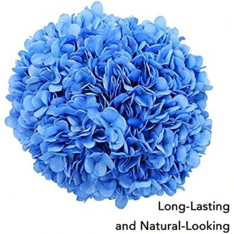 Softflame - Flores Artificiales/Falsas y sintéticas, , Color Morado, Paquete de 5, 20 Cabezales, para Boda, hogar, Fiesta, Restaurante(Azul Claro-5pcs Paquete de hortensias) - Multicolor - Añade 9