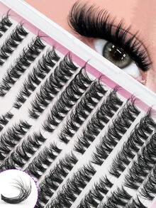 216PCS D-Shaped Curly Segmented False Eyelashes, Natural, Fluffy, And Thick Segmented False Eyelashes, DIY Eye Makeup Extending Eyelash Clusters, Naturally Magnifying Your Eyes, Beautiful And Practical False Eyelashes - D - 查看 6