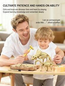 1Pc Dinosaur Fossil Digging Toy (Free Tools) - T-Rex/Triceratops & More, Kids DIY Educational Digging Treasure Toy For Boys Girls