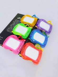 1pc/6pcs Mini Chalkboard Keychain, Small Drawing Board With Rope, Baby Intelligence Magnetic Doodle; - Multicolor - View 2