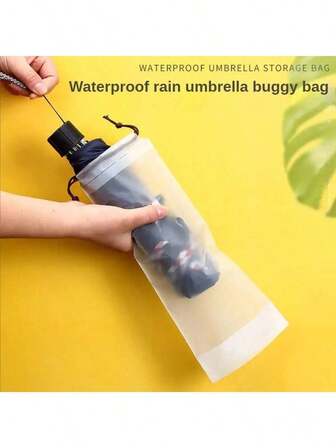 2Pcs Matte Transparent Plastic Reusable Drawstring Umbrella Storage Bag, Portable Umbrella Storage Cover,Umbrella Storage Bag, Waterproof Sealed Bag,Umbrella Storage Bag, Waterproof Sealed Bag, Outdoor Car-Mounted Drawstring Bag, Special Bag For Umbrellas, Waterproof Cover For Students' Folding Umbrellas, Used In Schools, Studios, Homes, And Travels