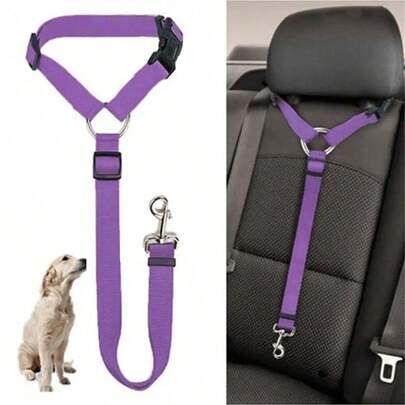 1pc Multi-Functional Pet Car Safety Belt And Leash, Travel, Adjustable Dog Safety Harness Collar Pet Accessory