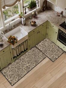 1pc Of Asymmetric Geometric Pattern Rubber Soft Mat For Kitchen Floors, A Water-Absorbing Mat That Is Easy To Clean. Suitable For Use In Kitchens, Bathrooms, And Other Areas. Ideal For Use Throughout The Year And For Various Holidays. - Multicolor - View 9