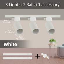 6件套轨道灯套装，黑/白嵌入式筒灯，GU10灯座，可更换GU10灯泡，冷白光/中性白光/暖白光，LED吸顶灯，吸顶射灯，吸顶轨道射灯，专业商业照明灯具，包含轨道和配件，适用于卧室、客厅、厨房、展厅、商场、酒店等场所。 - GU10軌道燈套裝 - 查看 25