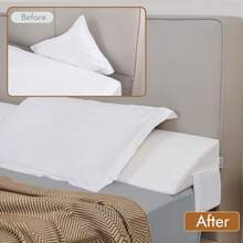 Queen Bed Wedge Pillow For Headboard Gap Filler 0-5" High-Density Foam Prevents Pillows And Items From Falling Ergonomic Design Large Storage Pockets RemovableandWashable Cover White 60''x10 X6 - 白色 - 查看 3