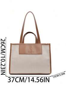 极简大容量手提包、单肩包、托特包、斜挎包 - 卡其色 - 查看 10