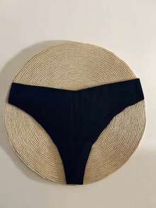 1件定制趣味圣诞女士性感诱惑极简性感丁字裤，新娘内衣 - 黑色 - 查看 3