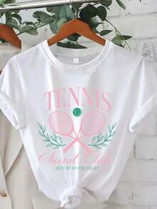 Camiseta blanca de cuello redondo con patrón - Negro - Ver 1