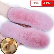 1 Pair Of Soft-Soled, Shock-Absorbing, Highly Elastic, Comfortable, Breathable And Warm Insoles For Both Men And Women. Thickened Winter Cold-Proof Plush Insoles - Pink - View 7