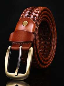 Men Genuine Leather Braided Belts Webbing High Quality Braided Vintage Belt For Men Gold Pin Buckle Casual For S Strap Casual, Business, Boyfriend Husband Father Dad Men Gift, Daily Wear, Fashion, Teen, Outdoor, Vacation, Athletic, Travel, Street, Boho, Vintage Fall, Autumn, Halloween Autumn-Winter Accessories,Suitable For Teens, Youth,Men,Casual, Outdoor, Athletic, Vacation, Graduation Gifts, Birthday, Daily Wear - BZ001 - View 16