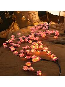 AMILL 96/144 LEDs Cherry Blossom Tree Vine Design Lights, USB Plum Blossom Tree Branch Lights, 8 Modes For Indoor Decoration, Suitable For Spring Festival, Wedding, Valentine's Day, Thanksgiving Day, New Year's Day, And Other Holiday Party Decoration - 粉色 - 查看 10