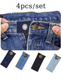 Expand Button For Pants, Waist Extender For Jeans, Trouser Hook With Long Buckle, Elastic Adjustment Waist Button, Belt Extension Buckle, Quilting Supplies - màu đen - Xem 1