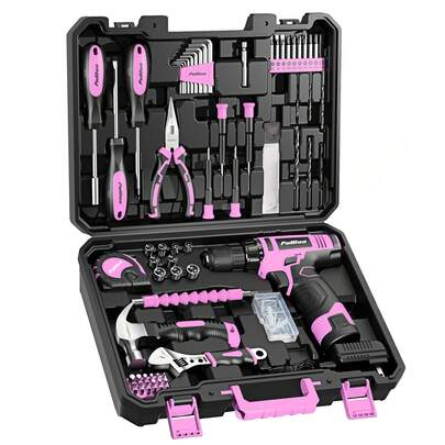 Cute New Cordless Drill Set 8V Home Tool Kit For Women 126 Pcs Accessories For Furniture Repair Car Maintenance Christmas Mothers Day Valentines Day Birthday Gift
