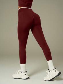 UONNOU مجموعة رياضية للنساء تتكون من 2 قطعة، ملابس علوية بدون أكمام وسروال ضيق، تتميز بتصميم رفع الأرداف على شكل خوخ وخصر ضيق، قماش ناعم ومريح، مناسب للتنس والجولف والريشة والكرة والرياضات الأخرى كاليوغا والبيلاتس والتمارين الخفيفة والجيم والجري والأنشطة الخارجية والتنقل والعمل والتسوق وأوقات الرياضة المختلفة، مجموعة رياضية عصرية بدون غرز، مناسبة لجميع الفصول - عنابي اللون - مشاهدة 7