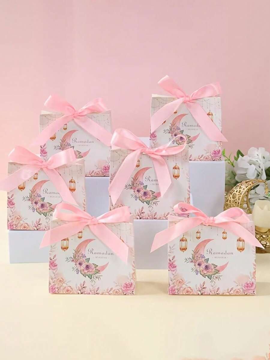 12pcs/6pcs Moon Lantern Eid Al-Fitr Gift Candy Box, Eid Al-Fitr Party Decoration, Home Decoration, Eid Al-Fitr Gift, Islamic Muslim Party Supplies Packaging Box