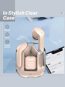 New Transparent Touchscreen Low Latency TWS Wireless Earbuds, Type-C Charging, Bluetooth 5.3 Semi-In-Ear Wireless Sports Earphones With Super Long Battery Life