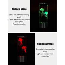 Luminária USB em formato de água-viva com LEDs que mudam de cor - Luminária de ambiente cilíndrica realista inspirada em aquários, luz noturna de água-viva com gradiente de 7 cores, luminária de mesa decorativa e relaxante. - Claro - Ver 8