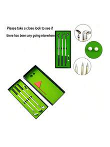 1 Set Golf Ball Pen Set, Mini Desktop Golf Ball Pen Gift Box, Men's Golf Club Putter Shaped Ballpoint Pen With Refill And Golf Flag, Stationery Gift Box For Golfers. Office & Leisure Game Supplies, Golf Enthusiast Stationery Decor, Includes 3 Putter Shaped Pens, Chessboard Game, Christmas Gift