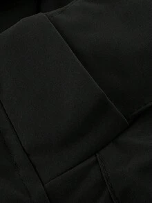 女士纯色加厚防风夹克，适合户外运动，秋冬季黑色 - 黑色 - 查看 7