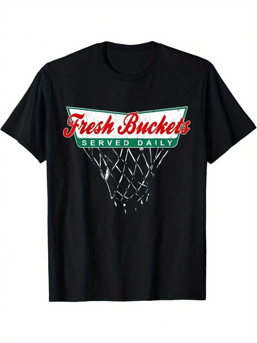 Fresh Buckets Served Daily Basketball Player Jersey - 黑色 - 查看 1