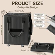 Rolling Grocery Shopping Tote - Portable Large Capacity Wheel Bag For Market & Travel, Duffle Bag For Travel With Wheels, Bag With Wheels, Grocery Shopping Cart, Casual Design, Sturdy Construction, Reinforced Handles, Frequent Travelers, Home Shopper - 黑色 - 查看 3