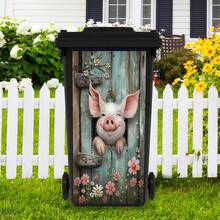 3D Cute Animal Print Trash Can Stickers, Waterproof PVC Outdoor Garbage Bin Poster Stickers, 4 Size Options - Multicolor - View 20
