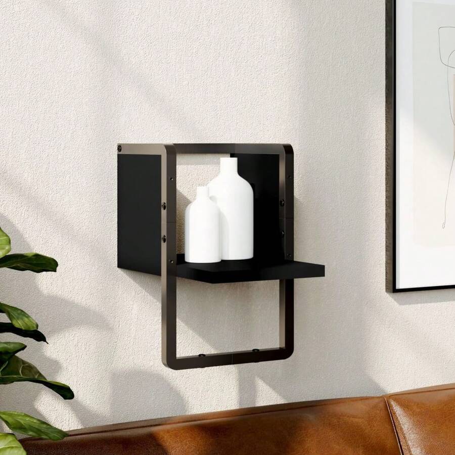 Wall Shelf With Bar Black 20x25x30 Cm - Black - View 1
