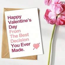 1pc Funny Valentine's Day Card For Husband Or Boyfriend, The Best Decision You've Ever Made, Sarcastic Valentine's Day Card, Small Business Supplies, Thank You Card, Birthday Gift, Unusual Item - Multicolor - View 3