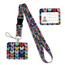 Heart Shape Print Keychain Ribbon Lanyards For Keys ID Card Collectors Phone Straps Rope Students Badge Holder New - Multicolor - View 52