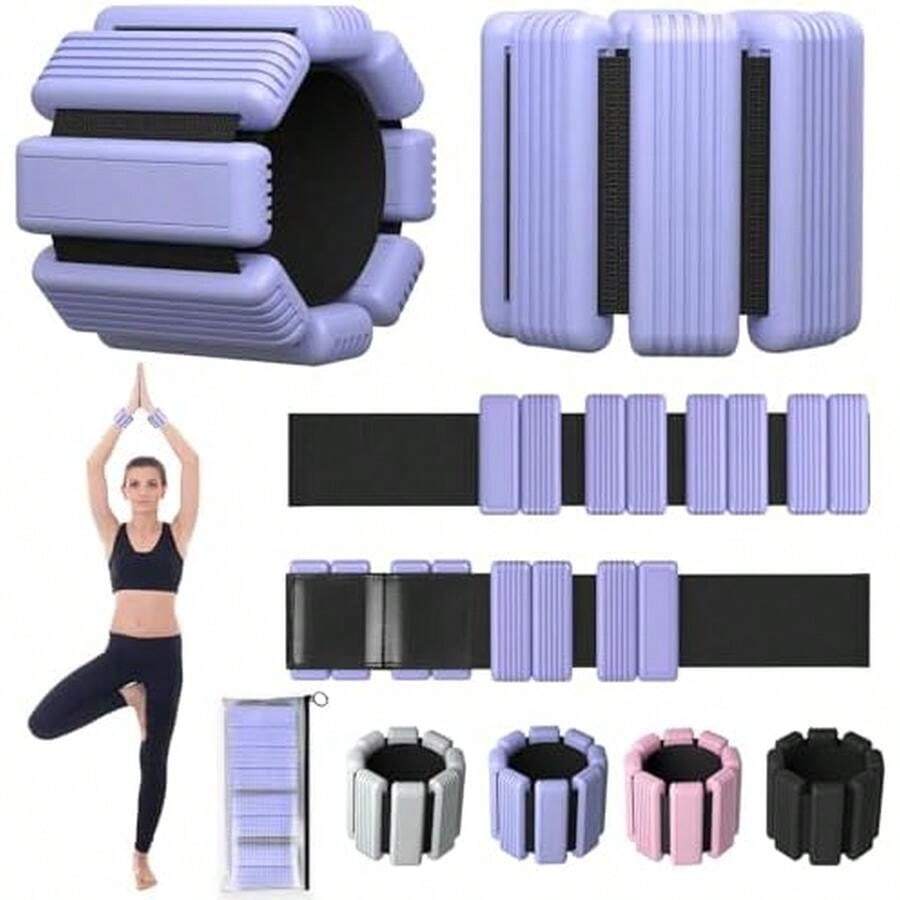 2 PCS Polainas Para Tobillos Y Muñecas,1 Lb Tobilleras Y Muñequeras De Silicona Antideslizantes Ajustables,Entrenamiento De Fuerza De Tobillo,Muñeca,Brazo Y Pierna(2lb/Par) - Morado - Ver 1