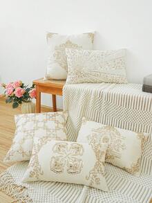 1pc Exquisite Bead Embroidery Cushion Pillowcase, Suitable For Multiple Room Types And Sizes, Machine Washable, Zipper Closure, No Pillow Core Gifts Birthday Graduation School Decor School Surprise Dormitory Decor Back To School Home Decor Room Decor School Supplies - Multicolor - View 12