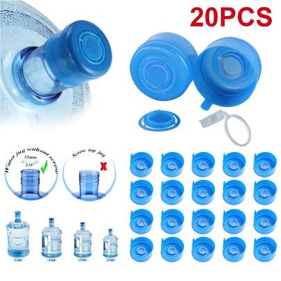 20 Pcs Water Jug Cap,55mm Water Bottle Caps Plastic Anti Splash Bottle Caps,Non Spill Caps Reusable Replacement Cap For 3 And 5 Gallon Water Jugs,Spill Proof Water Bottle Lid Cover