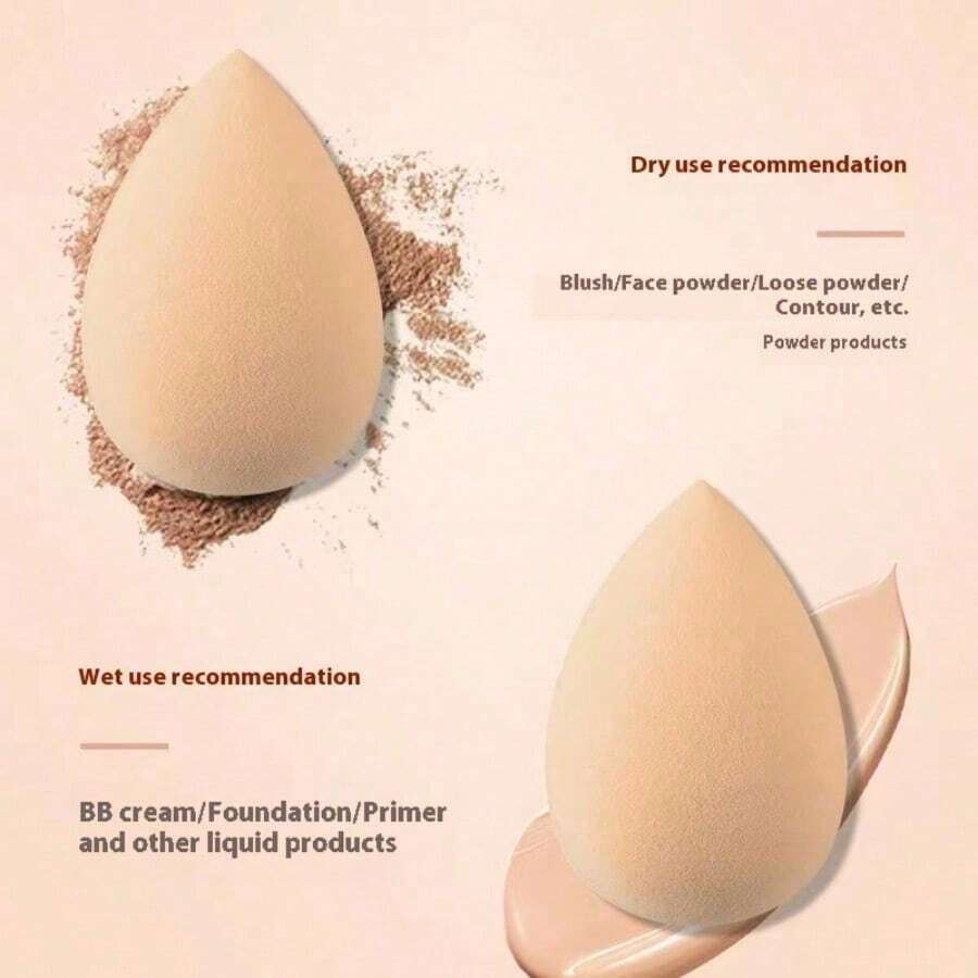 Latex-Free Makeup Sponge: Ultra-Soft Blending Tool Ideal For Foundation, Liquid, Cream & Powder – Perfect For Flawless Makeup Application On Face & Body - 米色 - 查看 1