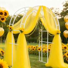 1 Pc Of Polyester Material Yellow Arch Pearl Yarn, Suitable For Outdoor Garden,Wedding, Birthday Party, Thanksgiving, New Year Background Decoration(75cm*300cm/160cm*300cm) - Multicolor - View 5