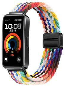 尼龙表带，兼容华为手环10/9/8，编织弹性表带，运动表带，智能手表表带，柔软透气，替换表带，磁扣，男女通用 - 彩色 - 查看 14