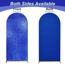 5英尺/6英尺/6.6英尺/7.2英尺拱形亮片背景幕布圆形CHIARA背景幕布，适用于婚礼、生日派对、摄影装饰（不含凳子） - 寶藍色 - 查看 3