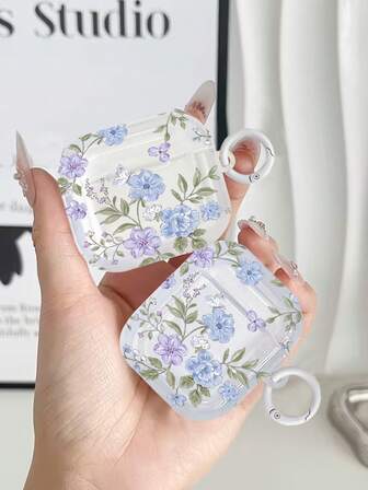 1个花卉蝴蝶图案蓝牙耳机保护套，兼容苹果1/2/3/4、Pro/Pro2/Pro3
