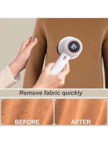EstiloQuita Pelusa para Ropa Recargable, Removedor De Pelusa Electrico, Quitapelusas Electrico, Limpiador de Pelusa de suéter con 5 Cuchillas de Repuesto, Cepillo, Cable de Carga (Blanco)Versión mejorada - 1 - Ver 8
