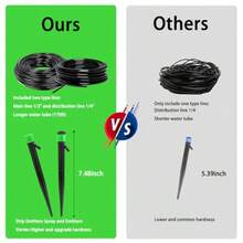 Drip Irrigation Kit Adjustable Garden Drip Irrigation System With 50FT 1/4"+50FT 5/16" Drip Tubing Drip Emitters Drip Connectors Irrigation System Kit For Raised Garden Bed Yard Lawn - As Pic - View 2