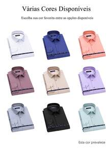 Men's Bamboo Fiber Dress Shirt | Wrinkle-Free, Cool, Natural, Stylish, Breathable | Slim Fit, Elegant, High-Quality Fabric | Soft And Breathable | Imported Product - Rose - 查看 4