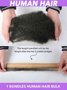 30g Bulk 4C Afro Kinky Curly Human Hair Extensions -Real Unprocessed Nature Black Hair For Dreadlocks, Micro Locs, Braids, Twists & Locs - Multi- Friendly, Braid Enhancement, Natural Look Hair, Realistic Hairline, 8 10 12 14 16 18 20 Inch - Natural Black - View 8