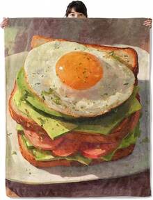 Realistic Sandwich Blanket, Cozy Flannel Breakfast Food Blankets, All Season Soft Throw For Travel Home Decor, Lightweight Sofa Bed Throws, Gifts For Women Boys Girls Kids, 50"*60" - Nhiều màu - Xem 7