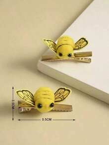 2pcs Cartoon Bee Decor Alligator Hair Clip Cute Claw Clips Hair Claws Hair Barrettes, School Stuff - 黃色 - 查看 4