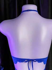 性感内衣，开裆设计，蕾丝骷髅连体裤，优雅女士连体裤，床上诱惑服，激情睡袍 - 寶藍色 - 查看 6