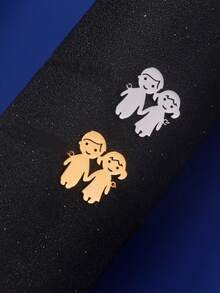 AMAXER 1个不锈钢简约可爱男孩女孩吊坠，是制作珠宝、DIY手链、项链、送给朋友、情侣、同学的完美礼物 - 卡通系列 - 查看 7