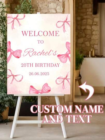 1 لوحة ترحيب مخصصة لحفلة عيد الميلاد - ديكور مدخل الحديقة الخارجي المخصص، بموضوع الأميرة الوردية، "مرحبا بكم في حفلة عيد ميلاد راشيل ال- 20"، مناسبة لحفلات موضوع الأميرة، ديكور عيد الميلاد، وديكور عيد الهالوين والكريسماس