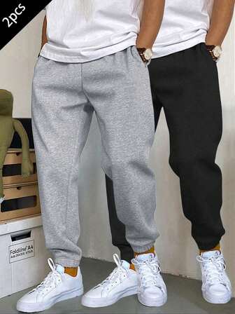 2 piezas Pantalones de chándal con forro térmico para adolescentes, suaves, resistentes a las arrugas, adecuados para interiores, exteriores, deportes, primavera, otoño, invierno